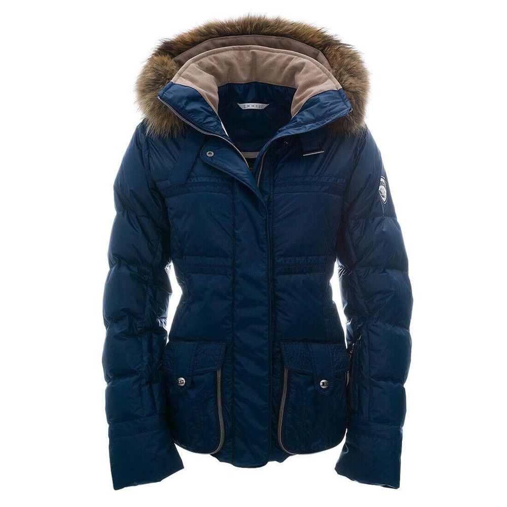 EMMEGI Women's Down Puffer JANA Ski Jacket No Fur Navy Blue 4/S $980 Nwt